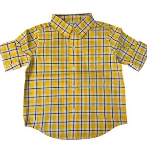 Janie and‎ Jack Cuffed Button Down Plaid Yellow Blue White Boys 18-24 Months NWT